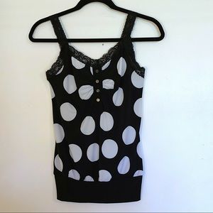 Y2K lace and polka dot cami top